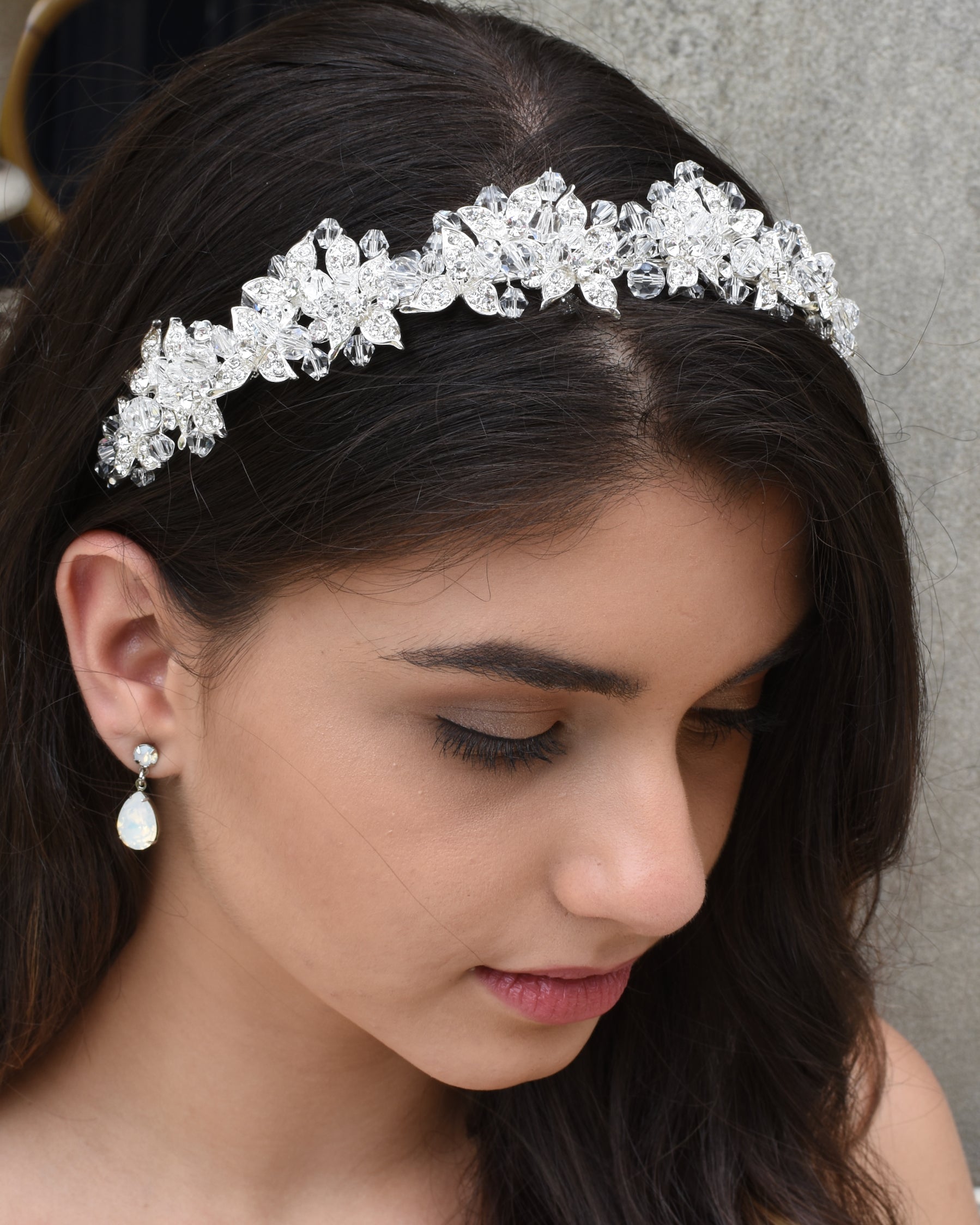 Edwina silver clear bridal headband — alternate view 8