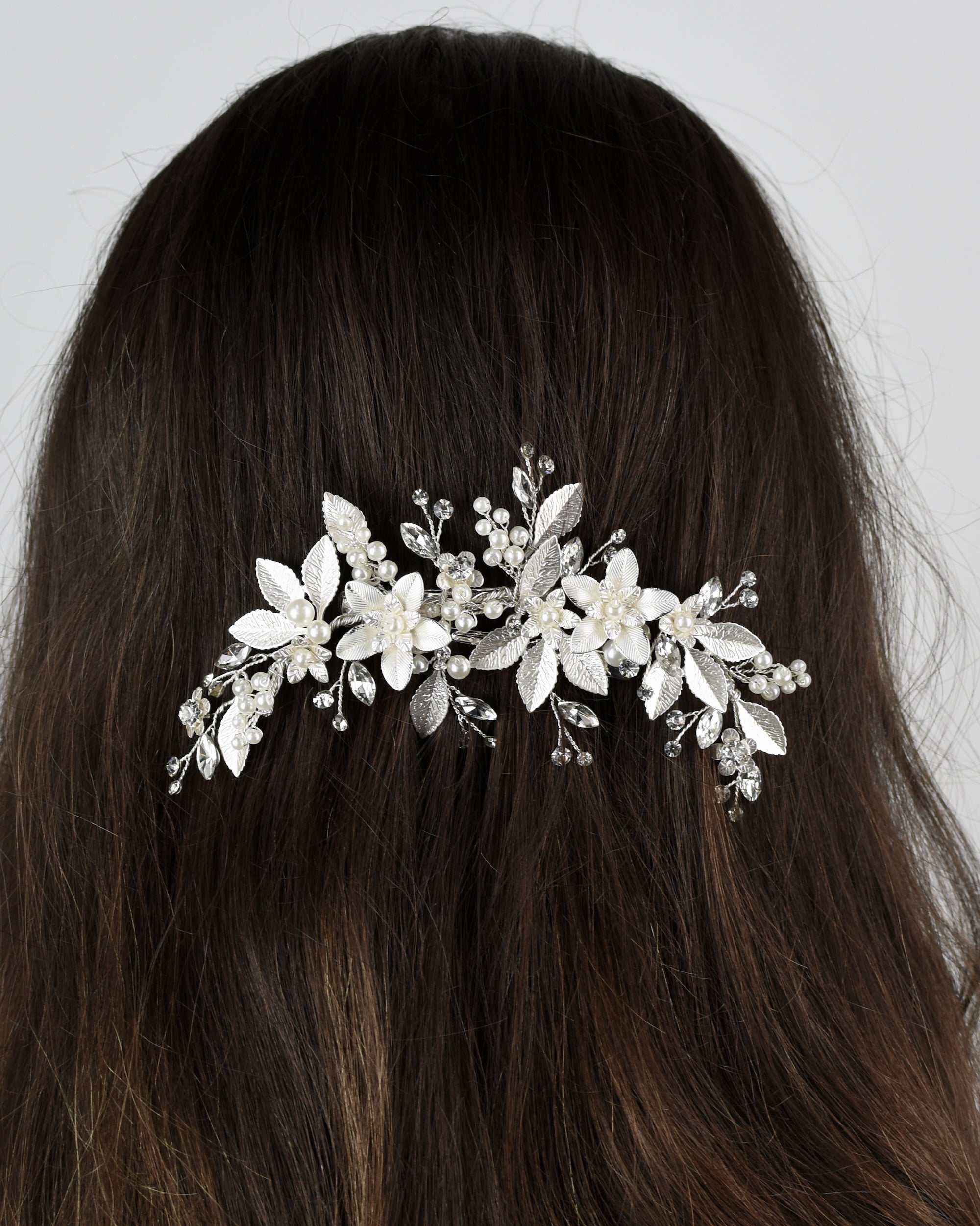 Yvonne silver bridal comb — alternate view 2