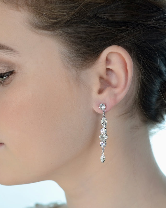Stefanie silver bridal earrings — alternate view 2