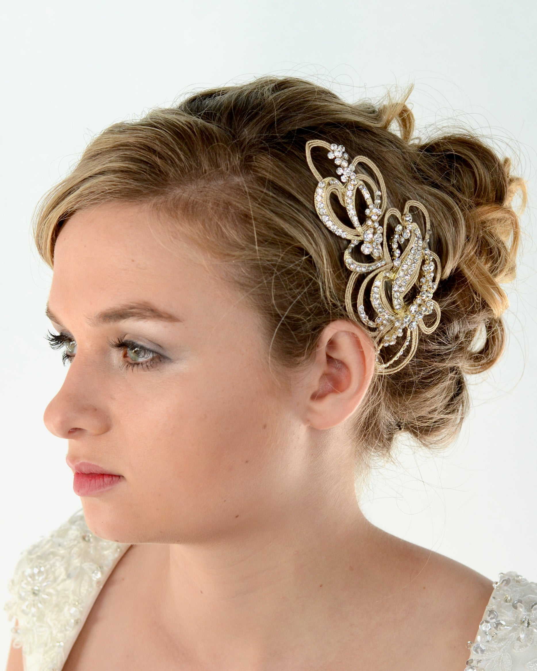 Lola gold bridal comb by Windsor Bridal Jewellery