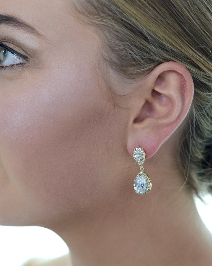 Athena Gold bridal earrings — alternate view 3