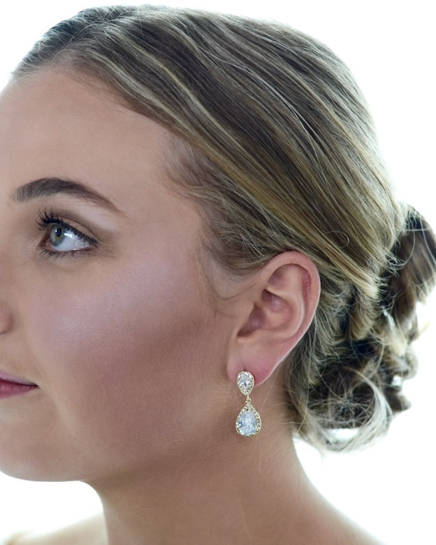 Athena Gold earrings by Windsor Bridal Jewellery