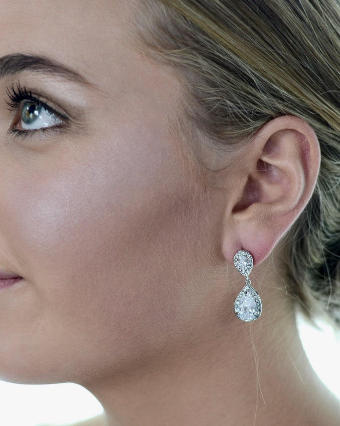 Sarah Silver bridal earrings — alternate view 4