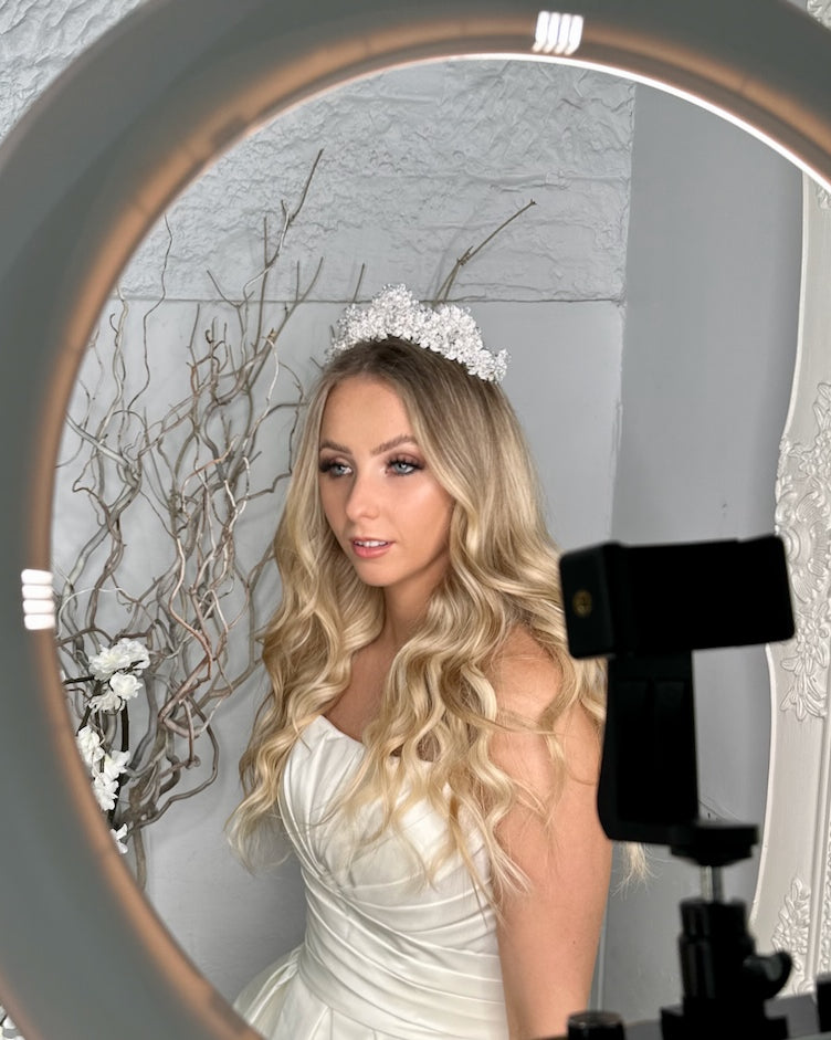 Simona Crystal Leaf Bridal Tiara silver crown — alternate view 5