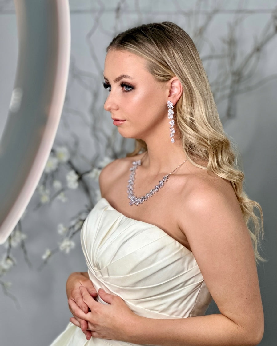 Claudia silver bridal earrings — alternate view 2