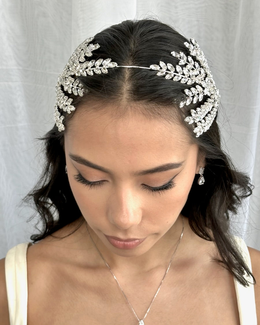 Manon Silver bridal headband — alternate view 3