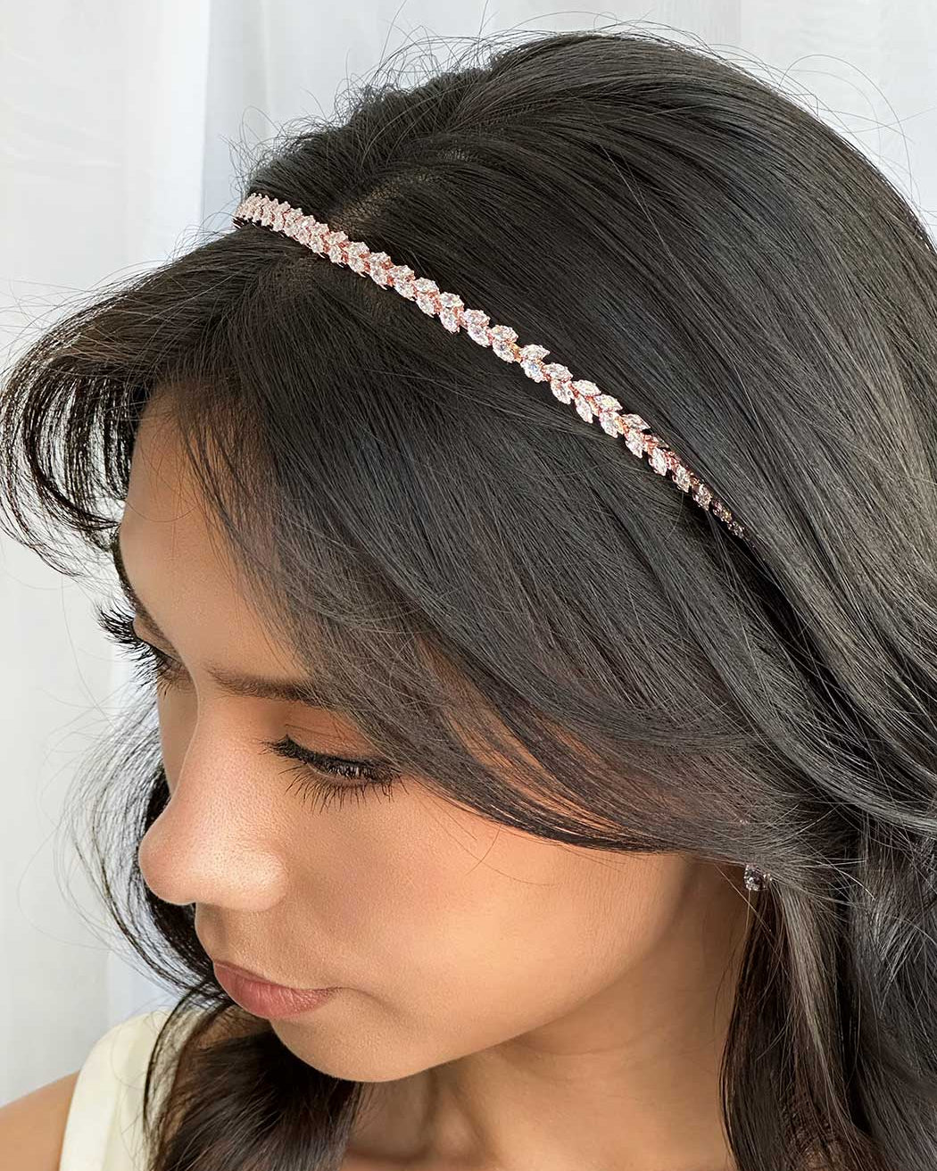 Hazel Rose Gold bridal headband by Windsor Bridal Jewellery