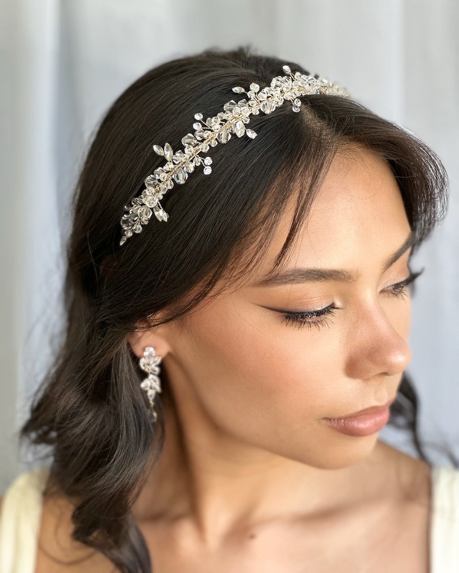 Ariel Silver bridal headband — alternate view 2