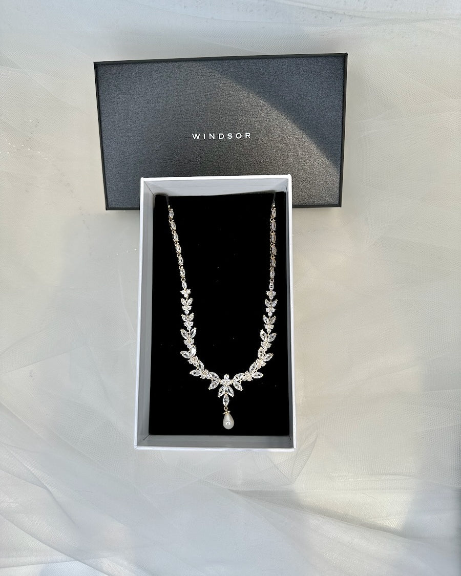 Corrina gold pearl bridal necklace — alternate view 5