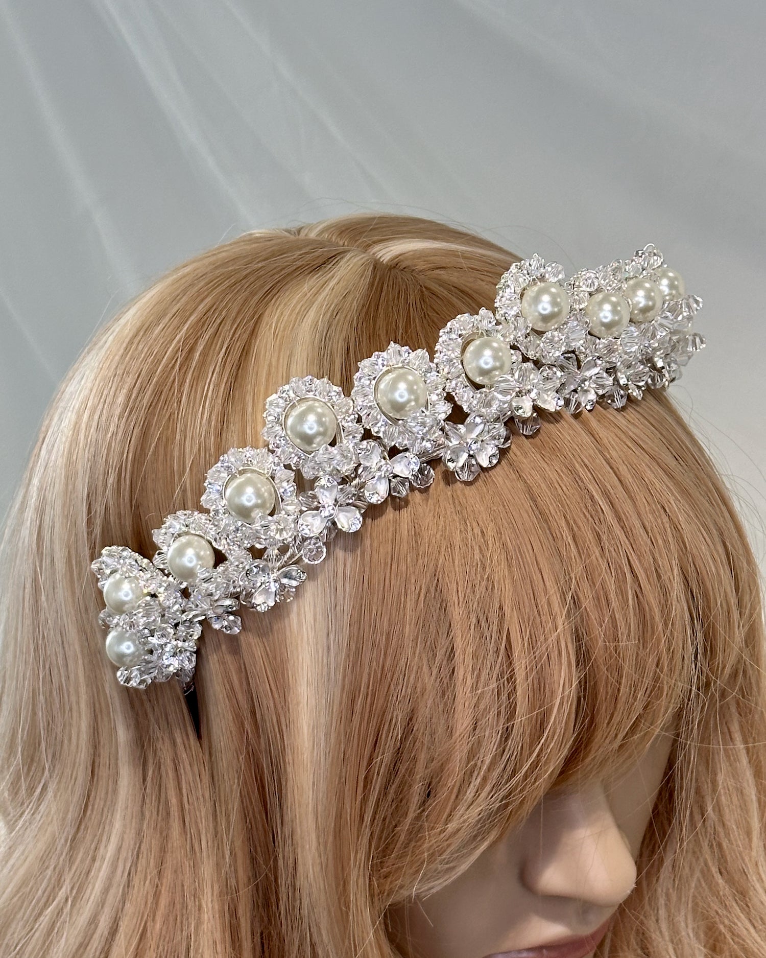 Winona Silver Pearl bridal crown — alternate view 2