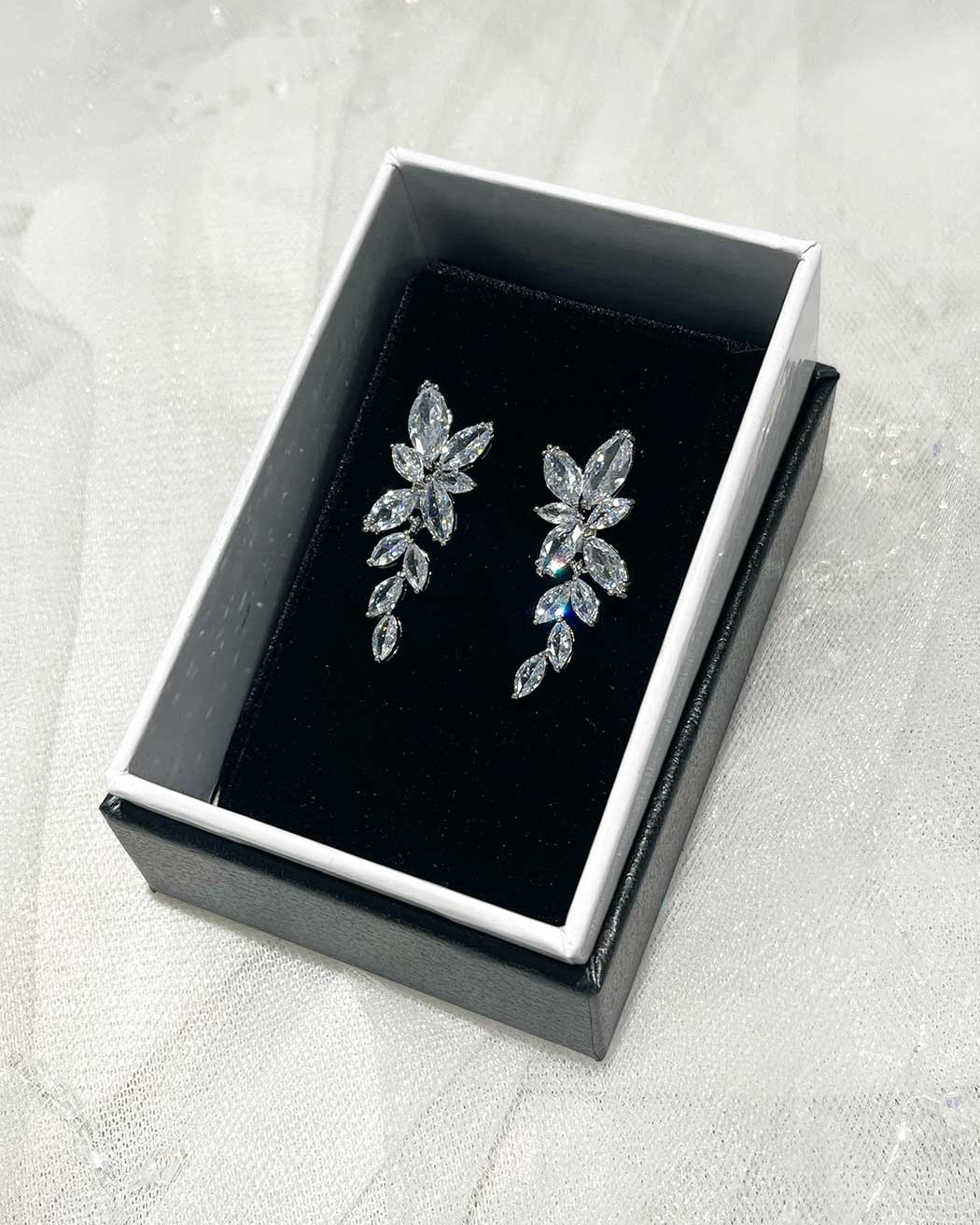 Celia Silver bridal earrings — alternate view 2