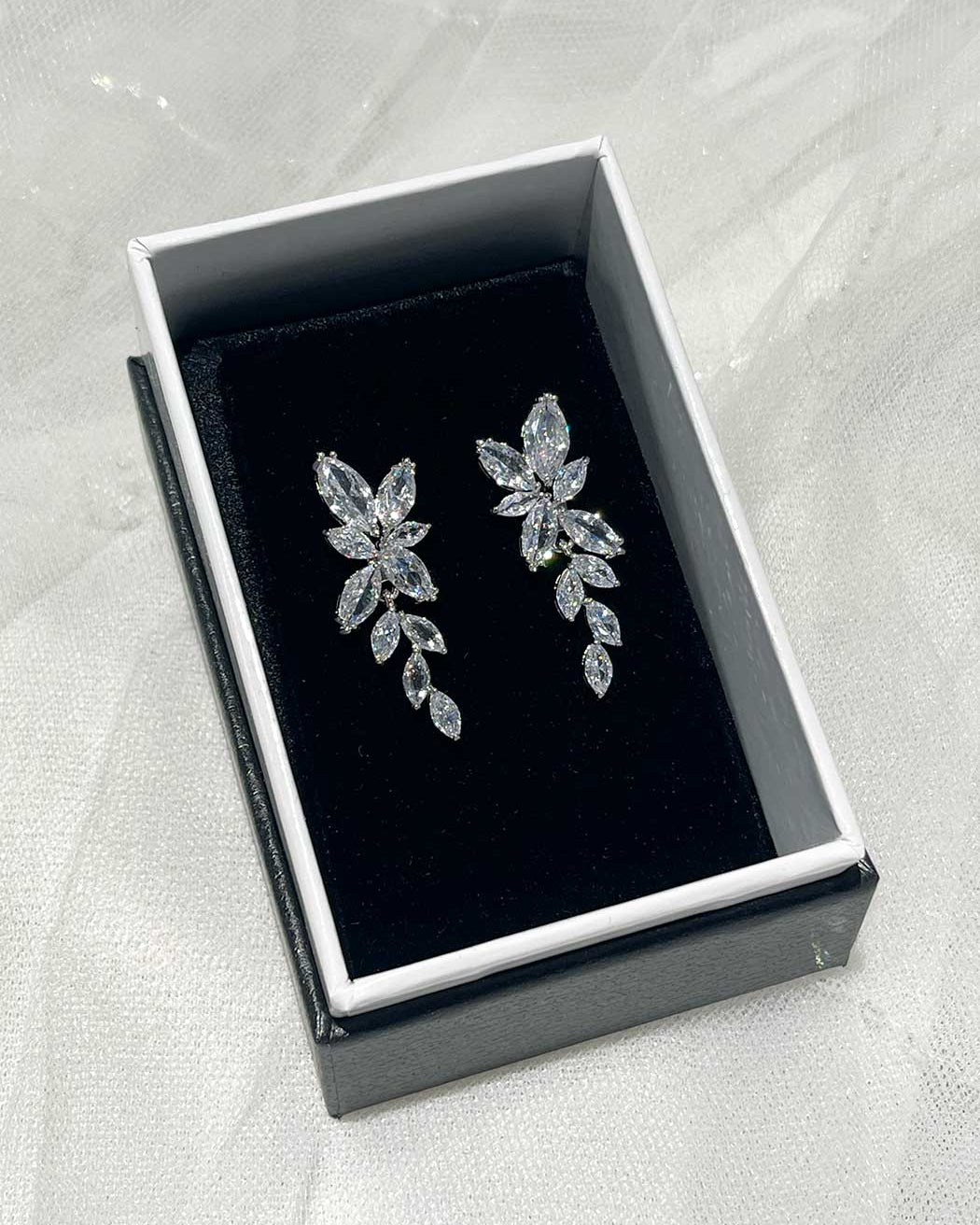 Celia Silver bridal earrings — alternate view 3