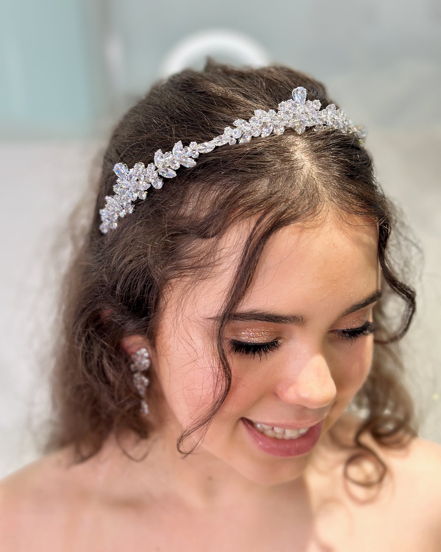 Everly Silver bridal headband — alternate view 3