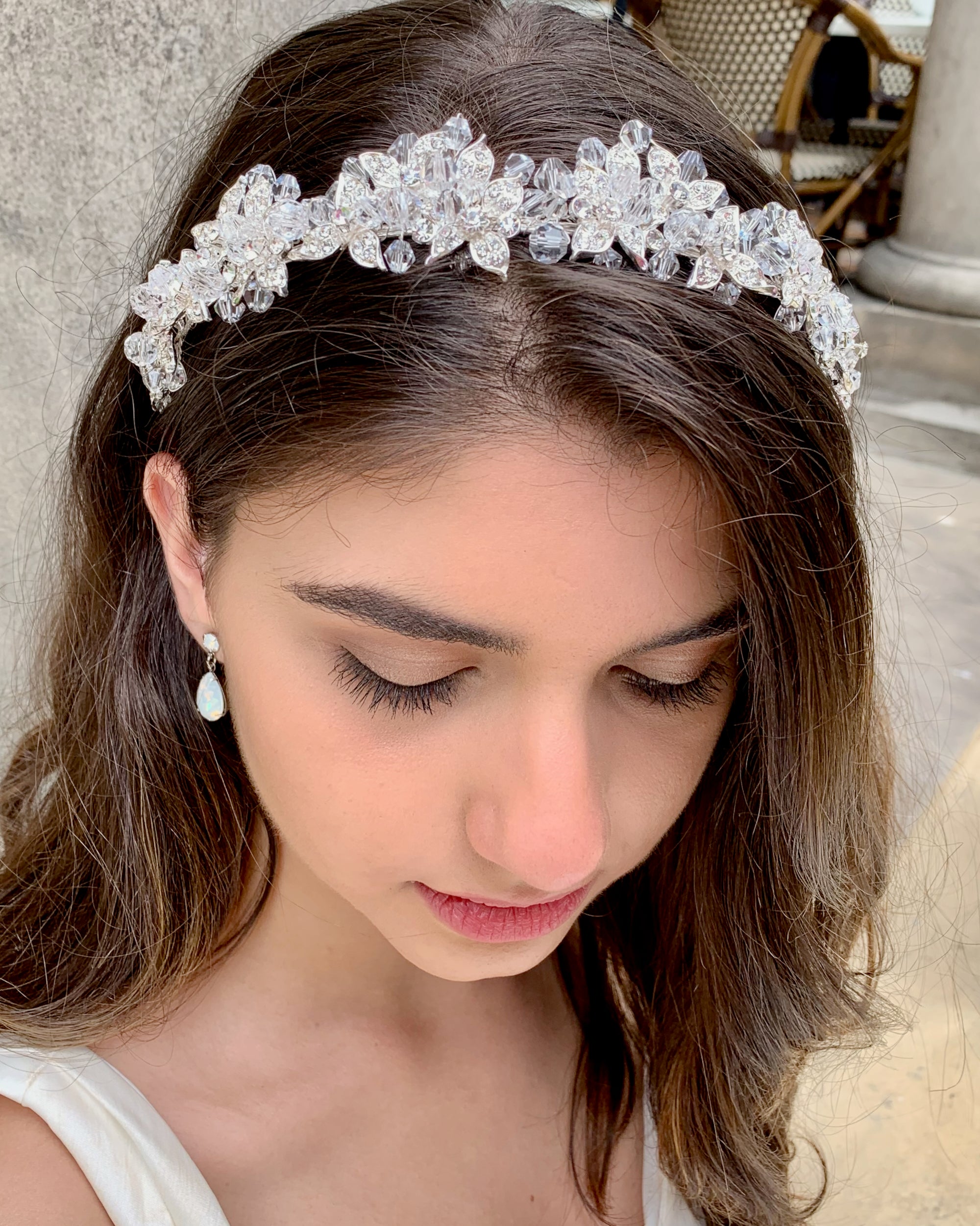 Edwina silver clear bridal headband — alternate view 7