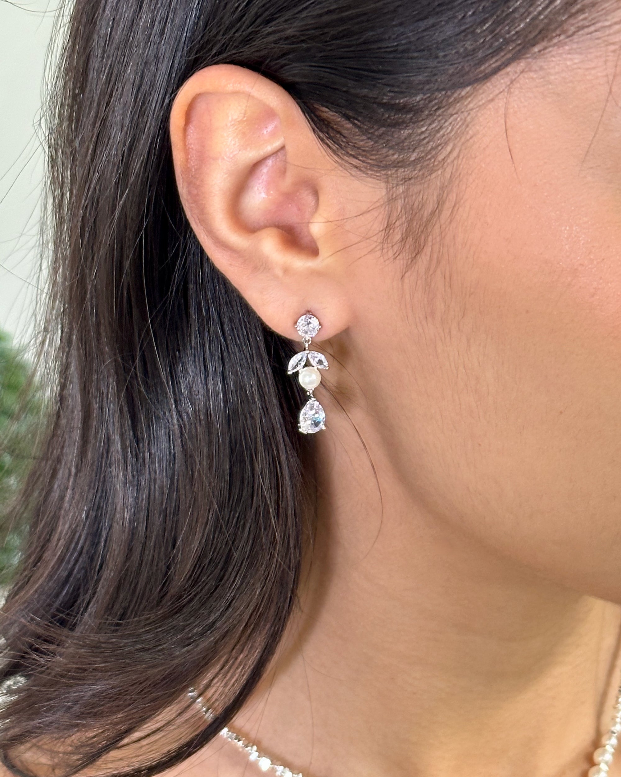Bettie Bridal Earrings in silver by Windsor Bridal Jewellery