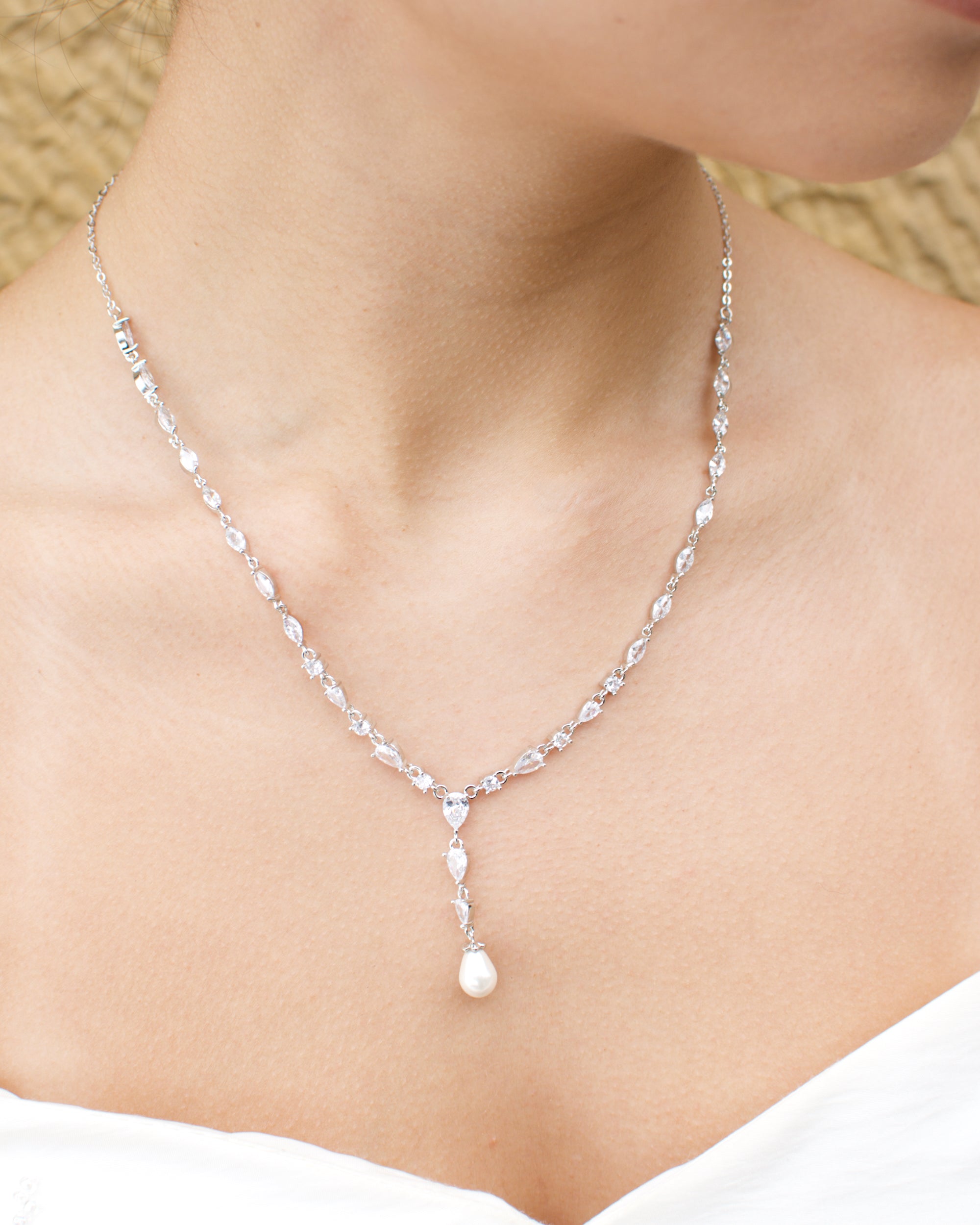 Scarlett Silver bridal necklace — alternate view 4