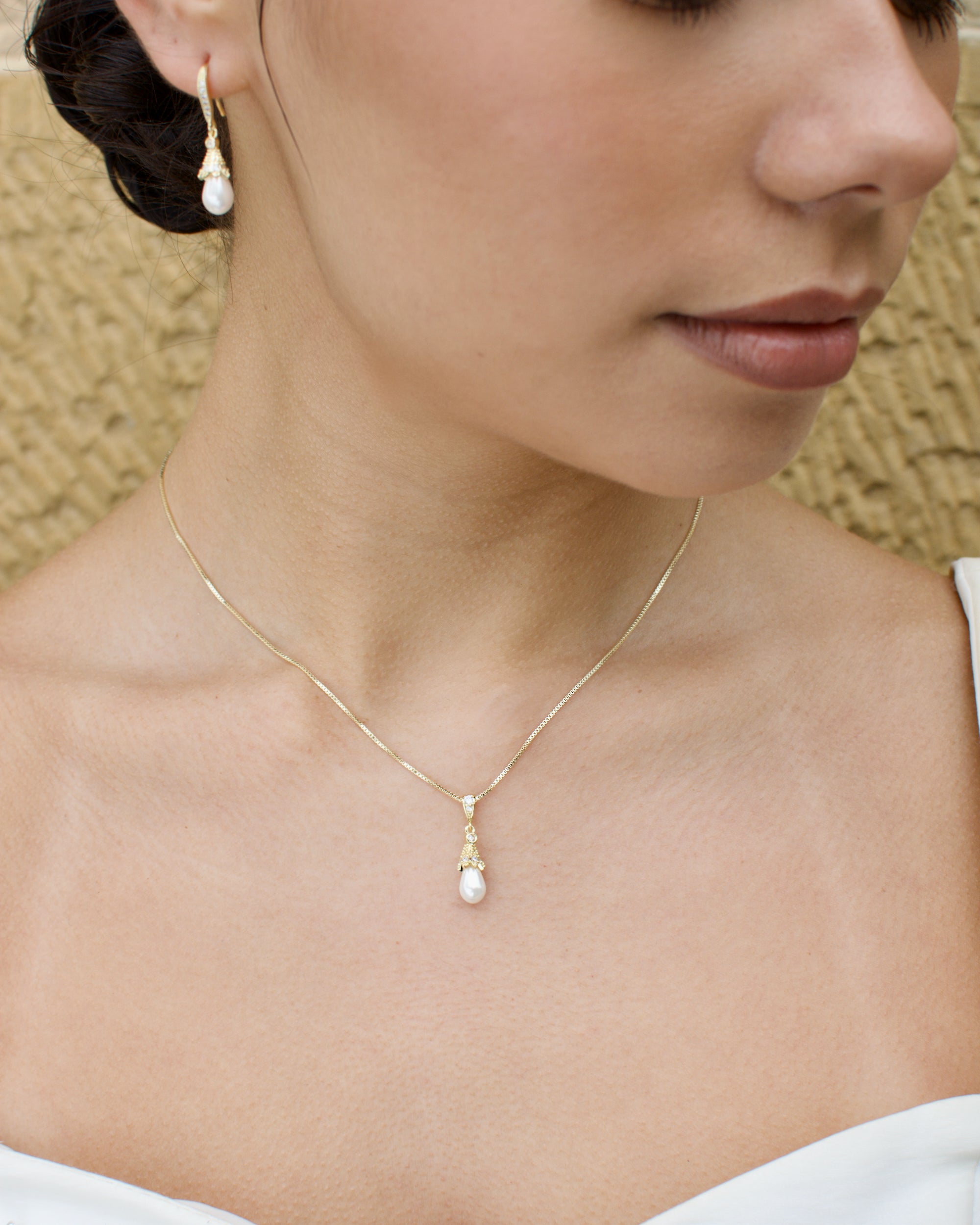 Maribel Gold necklace and earring set — alternate view 7
