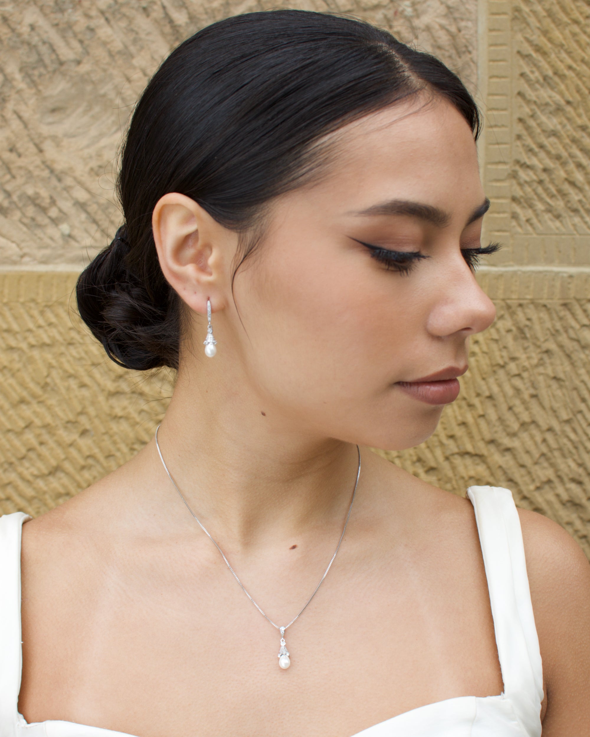 Maribel Silver necklace and earring set — alternate view 3