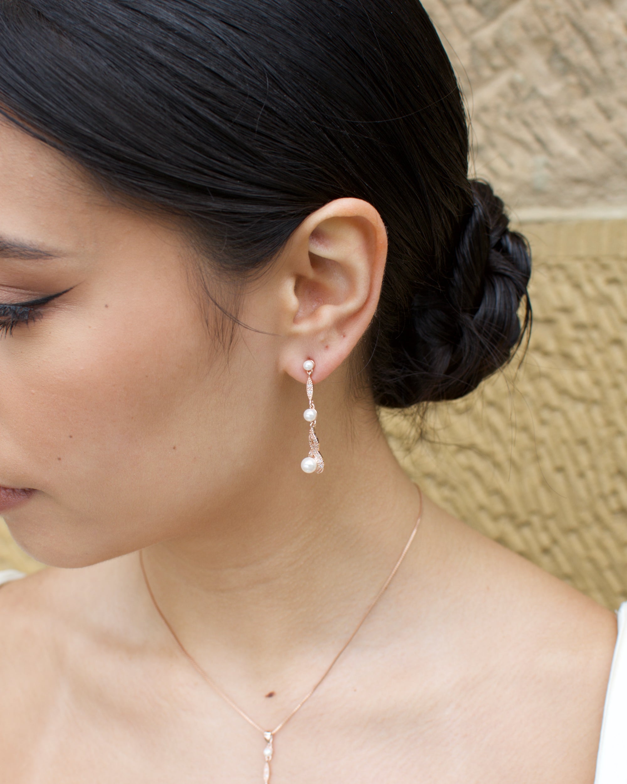 Lorelai Rose Gold necklace and earring set — alternate view 7