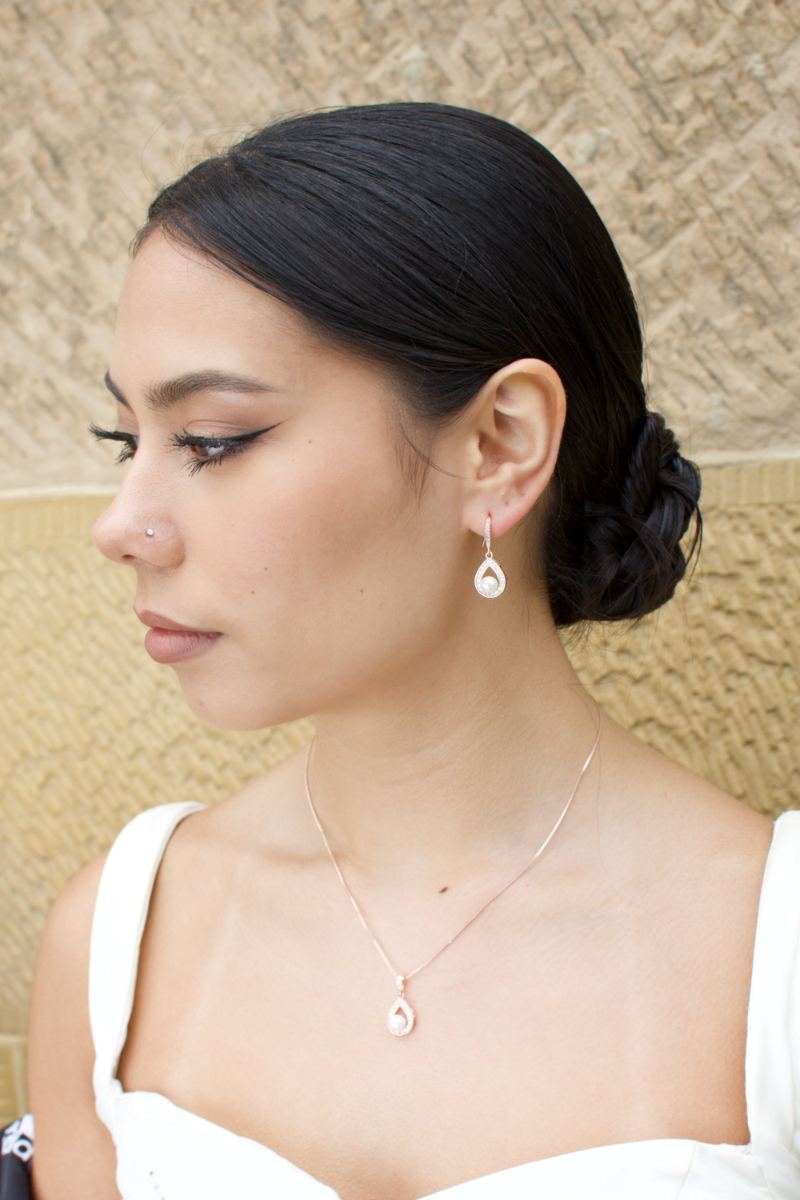Lucy Rose Gold Bridal Necklace & Earrings Set by Windsor Bridal Jewellery