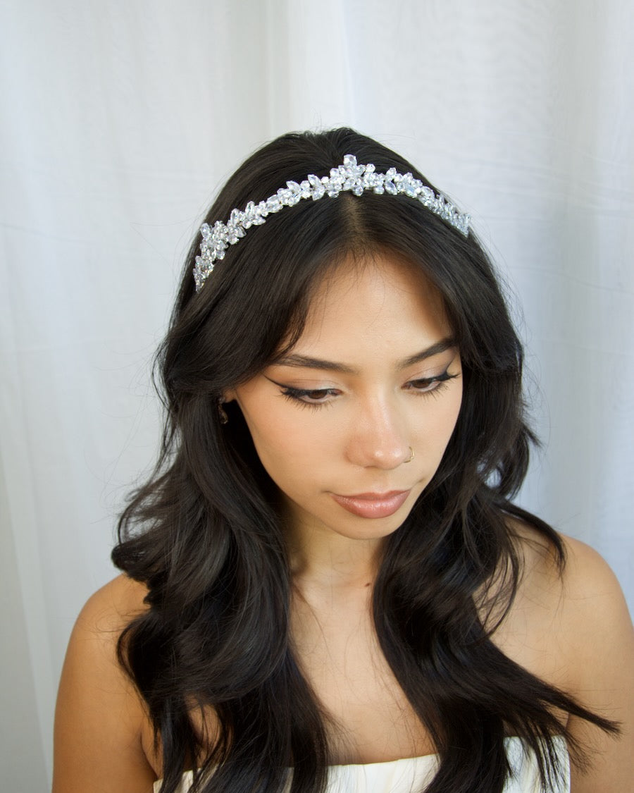 Everly Silver bridal headband — alternate view 2