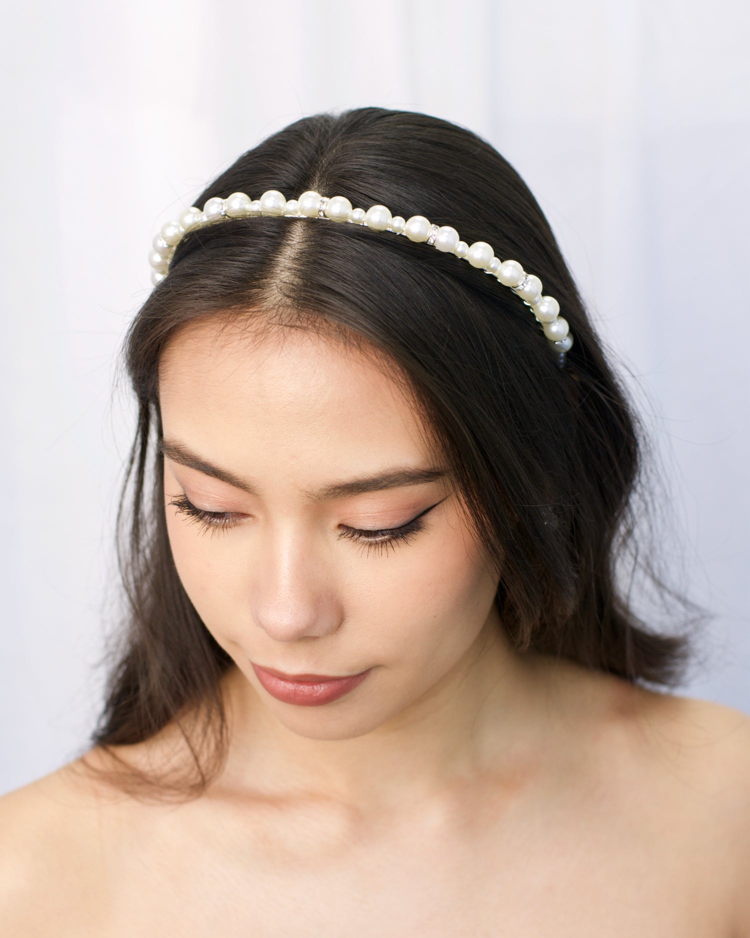 Asher Bridal Headband in silver — alternate view 4