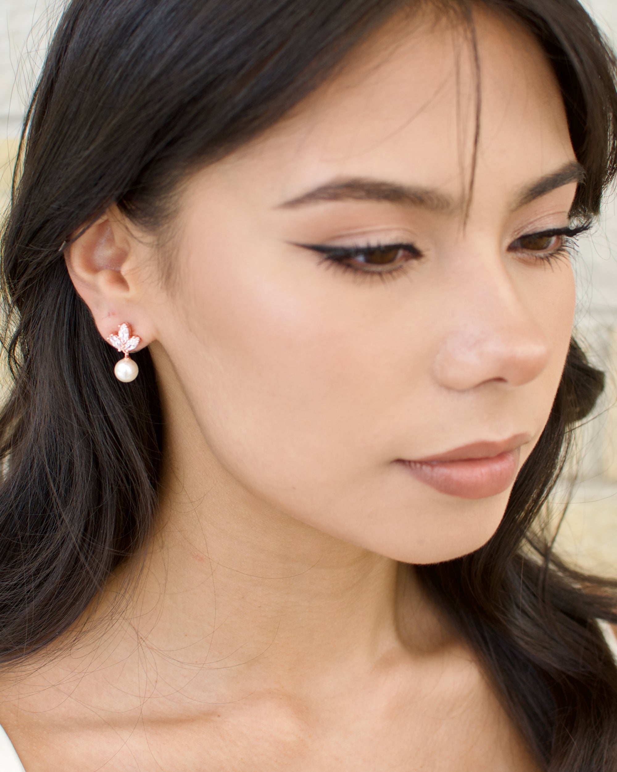 Frankie Rose Gold bridal earrings by Windsor Bridal Jewellery