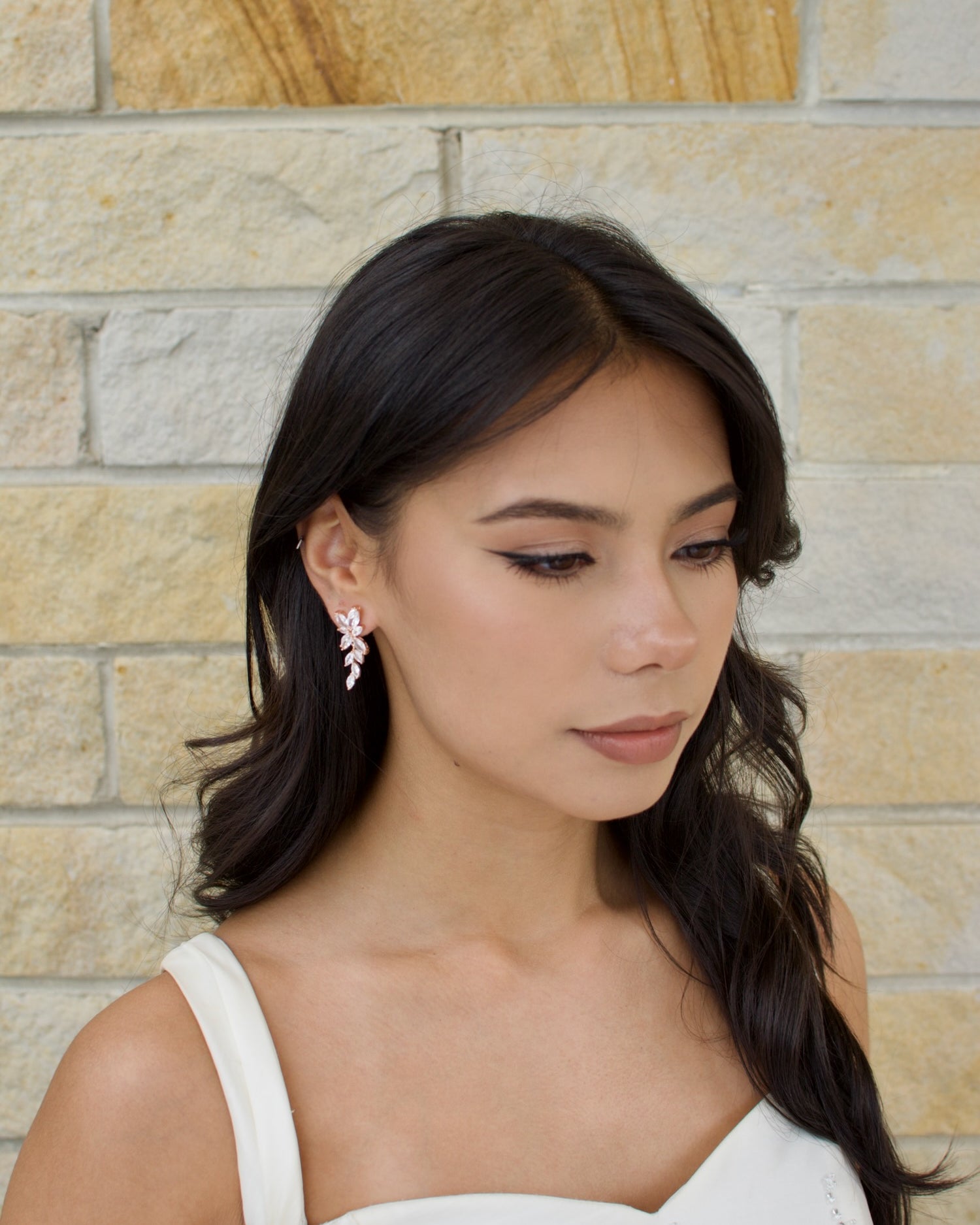 Celia Rose Gold bridal earrings — alternate view 2