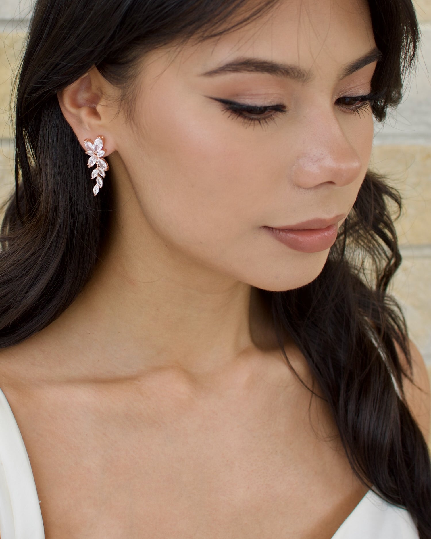 Celia Rose Gold bridal earrings — alternate view 3