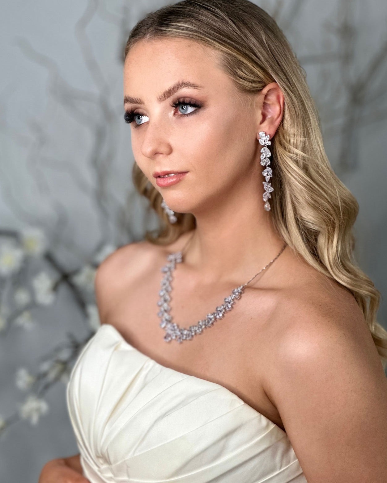 Claudia silver bridal earrings by Windsor Bridal Jewellery