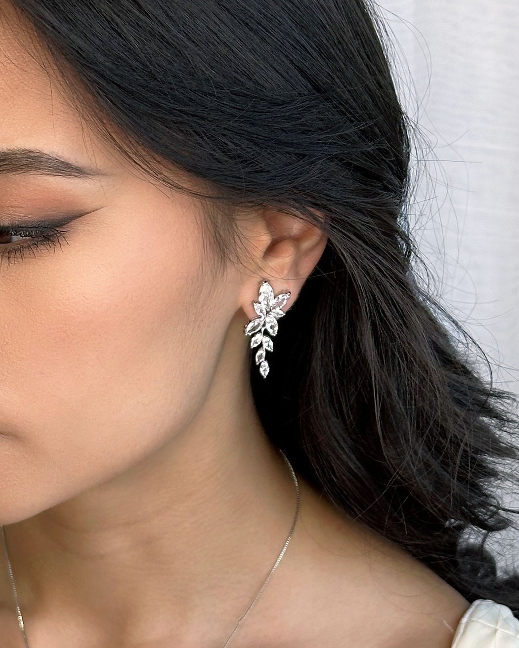 Celia Silver bridal earrings by Windsor Bridal Jewellery