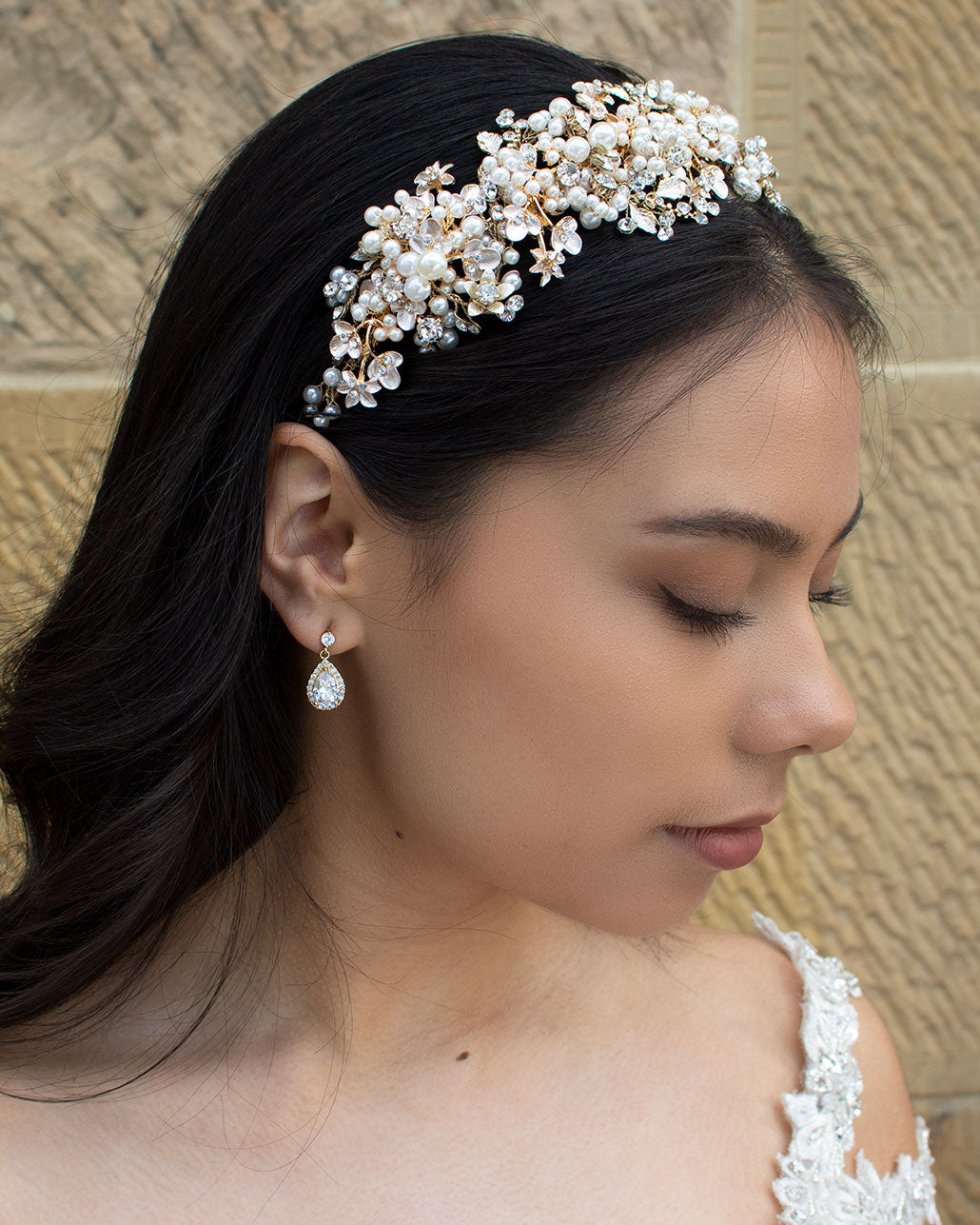 Elizabeth Gold bridal headband — alternate view 2