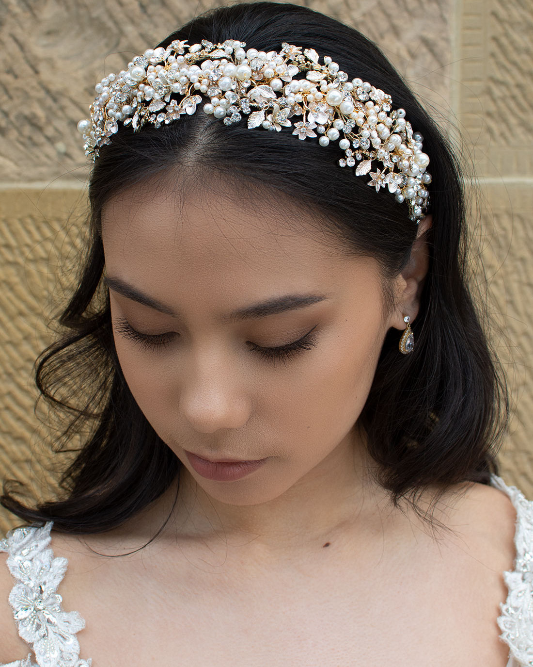 Elizabeth Gold bridal headband — alternate view 3
