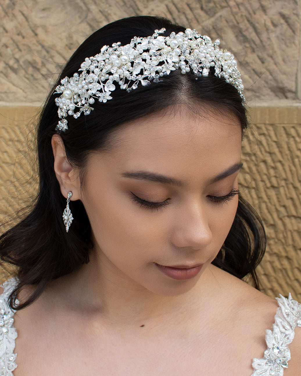 Elizabeth Silver bridal headband — alternate view 2