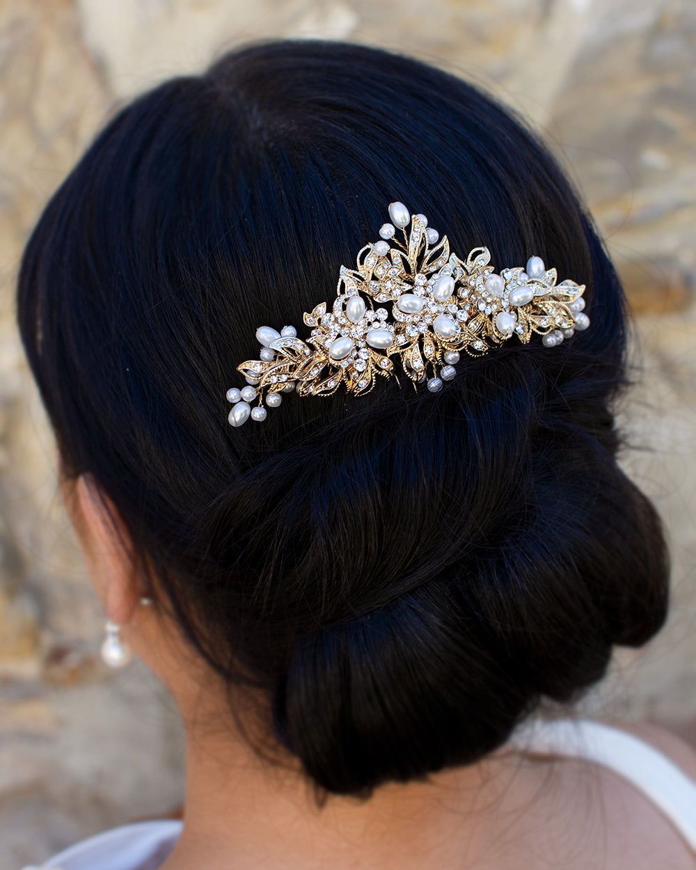 Caterina Pale Gold bridal comb — alternate view 3
