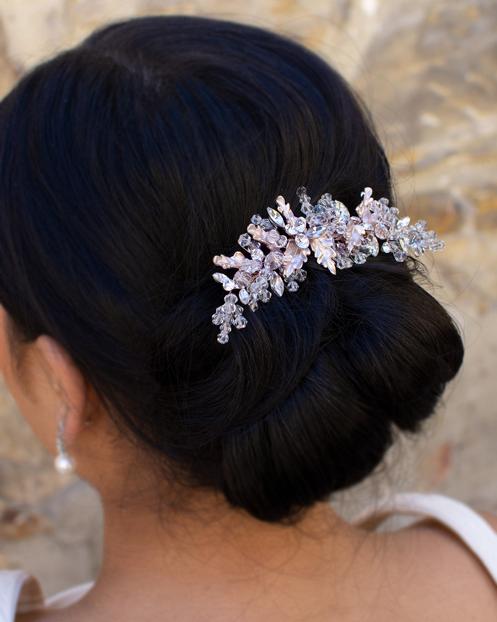 Eloise rose gold bridal comb — alternate view 2
