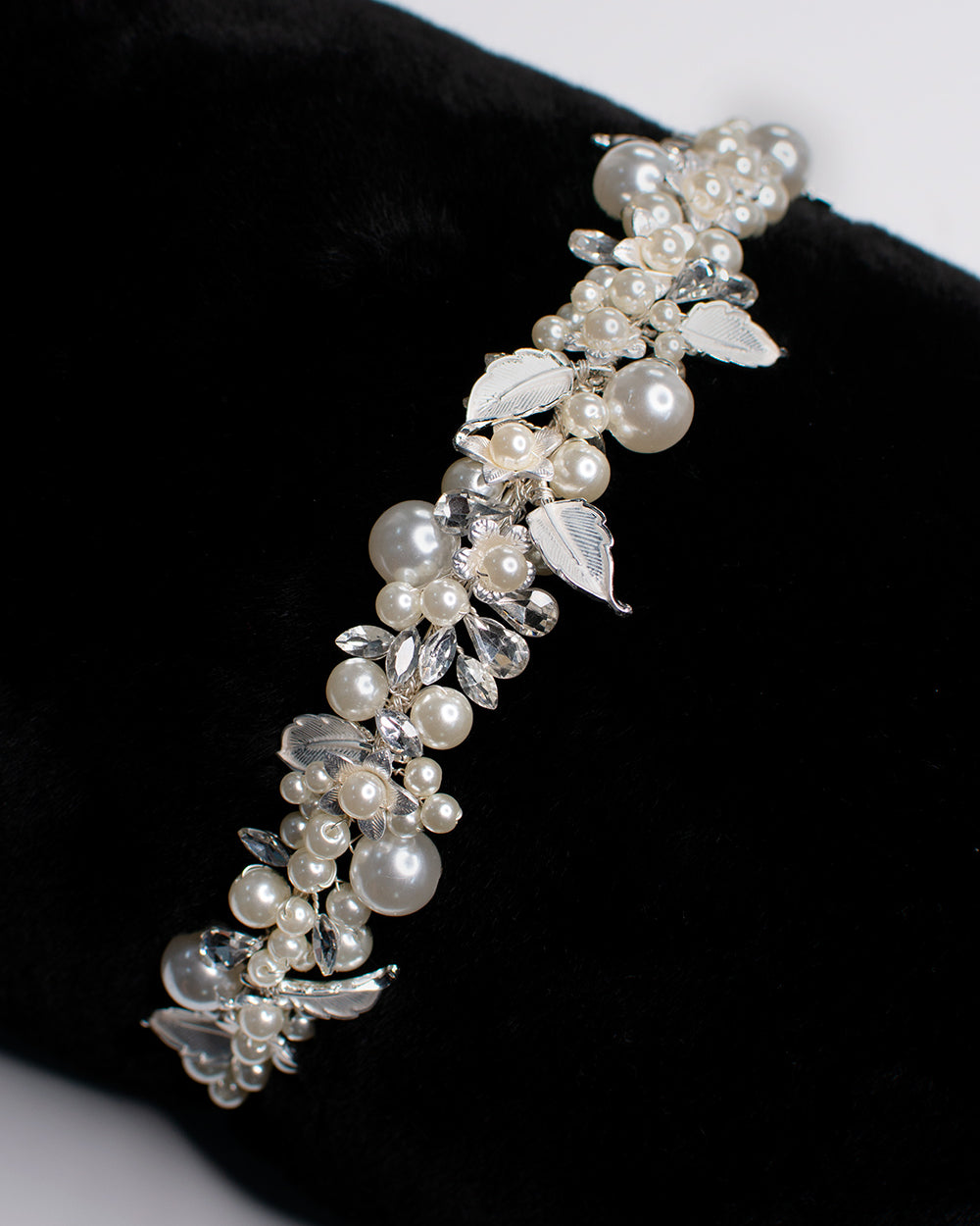Heather Silver Bridal Pearl Headband — alternate view 4