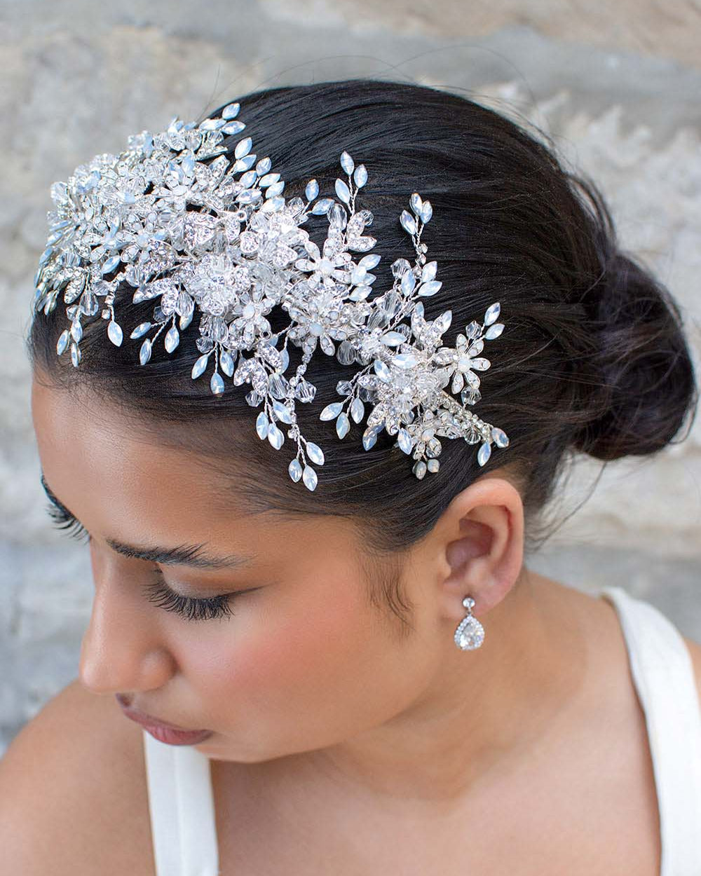 Kiera White Opal bridal headband — alternate view 5