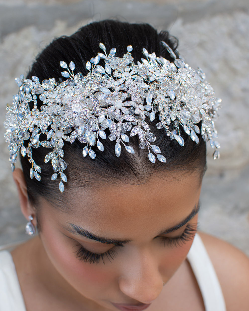 Kiera White Opal bridal headband — alternate view 4