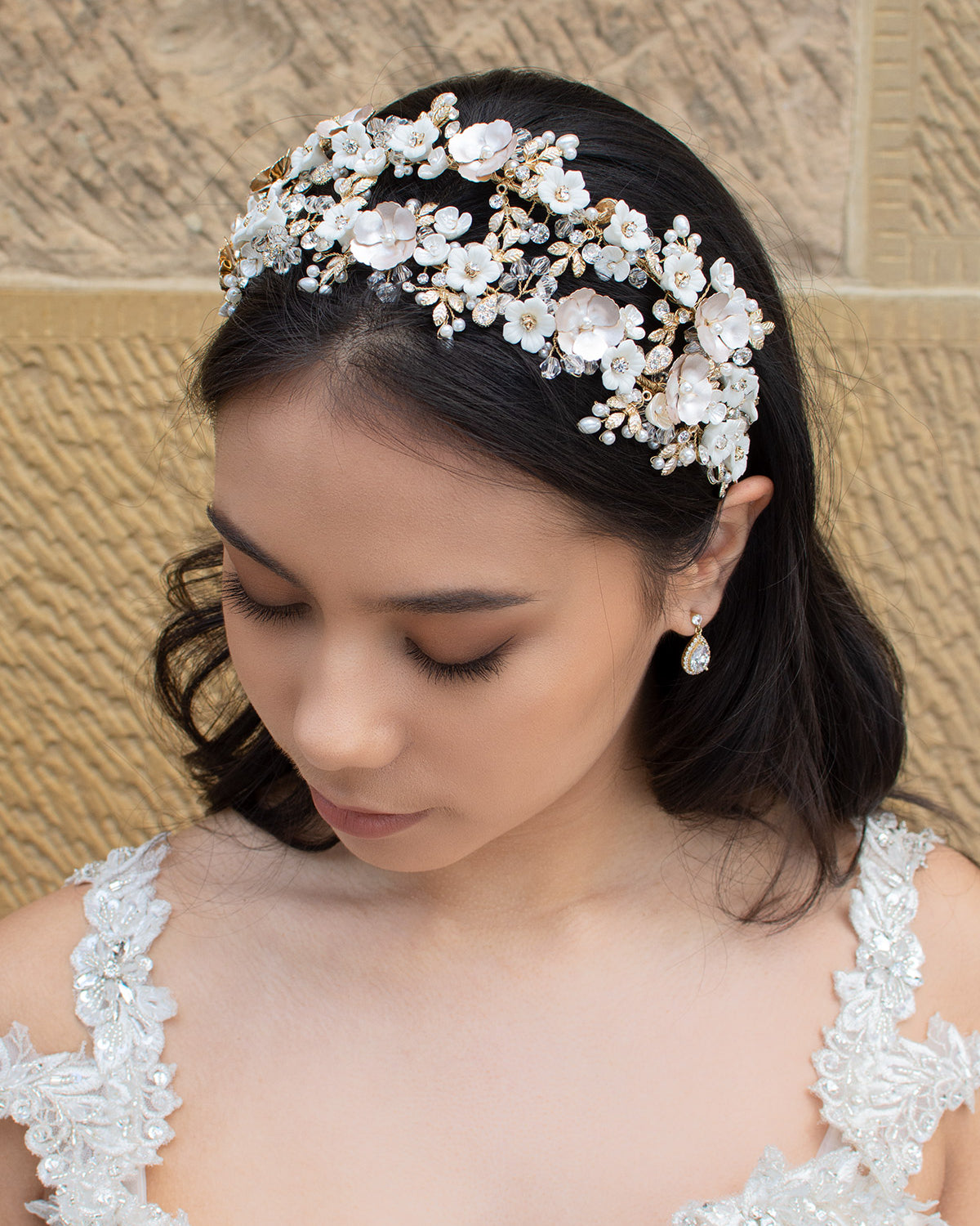 Ophelia Gold headband by Windsor Bridal Jewellery