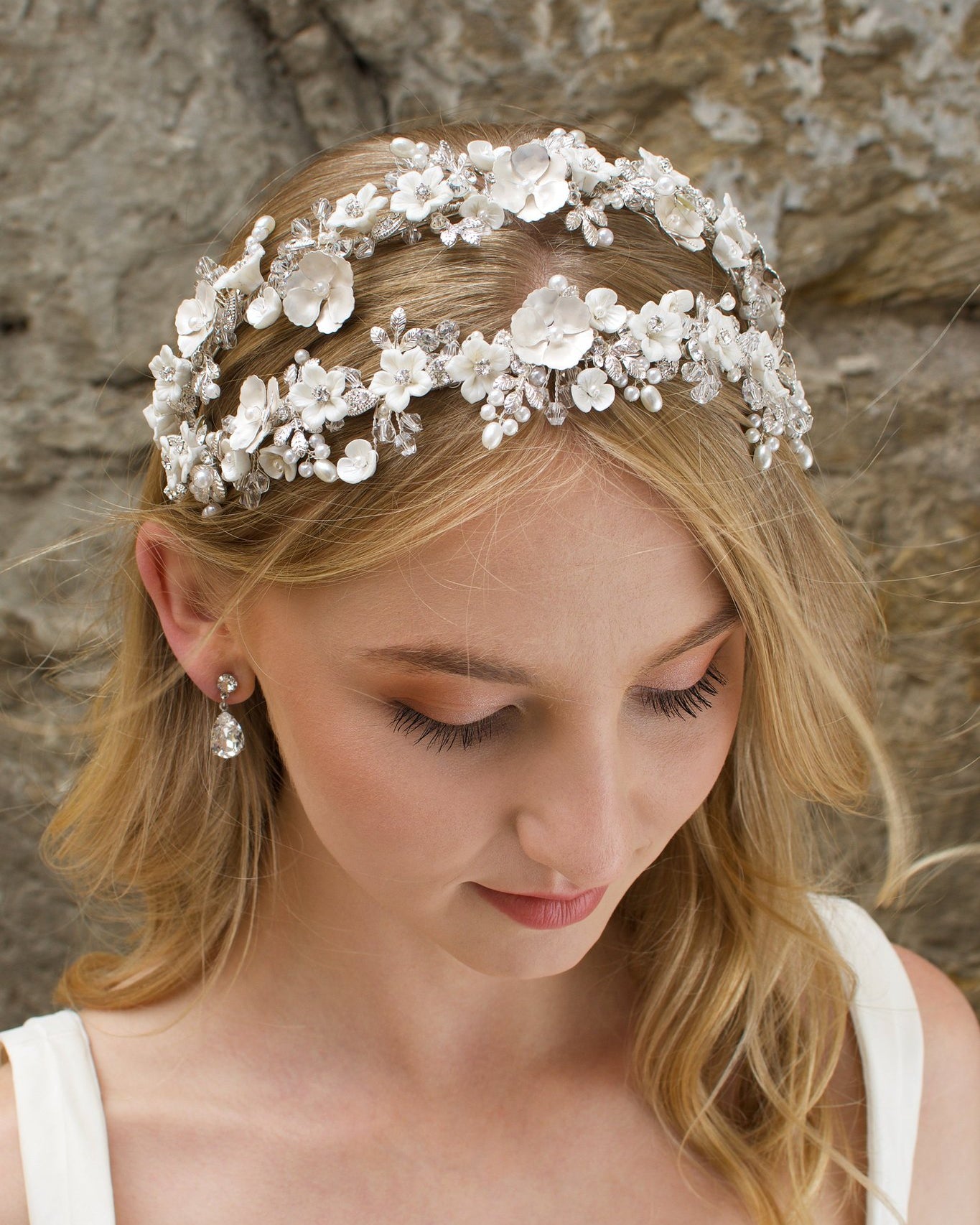 Ophelia silver bridal headband — alternate view 3