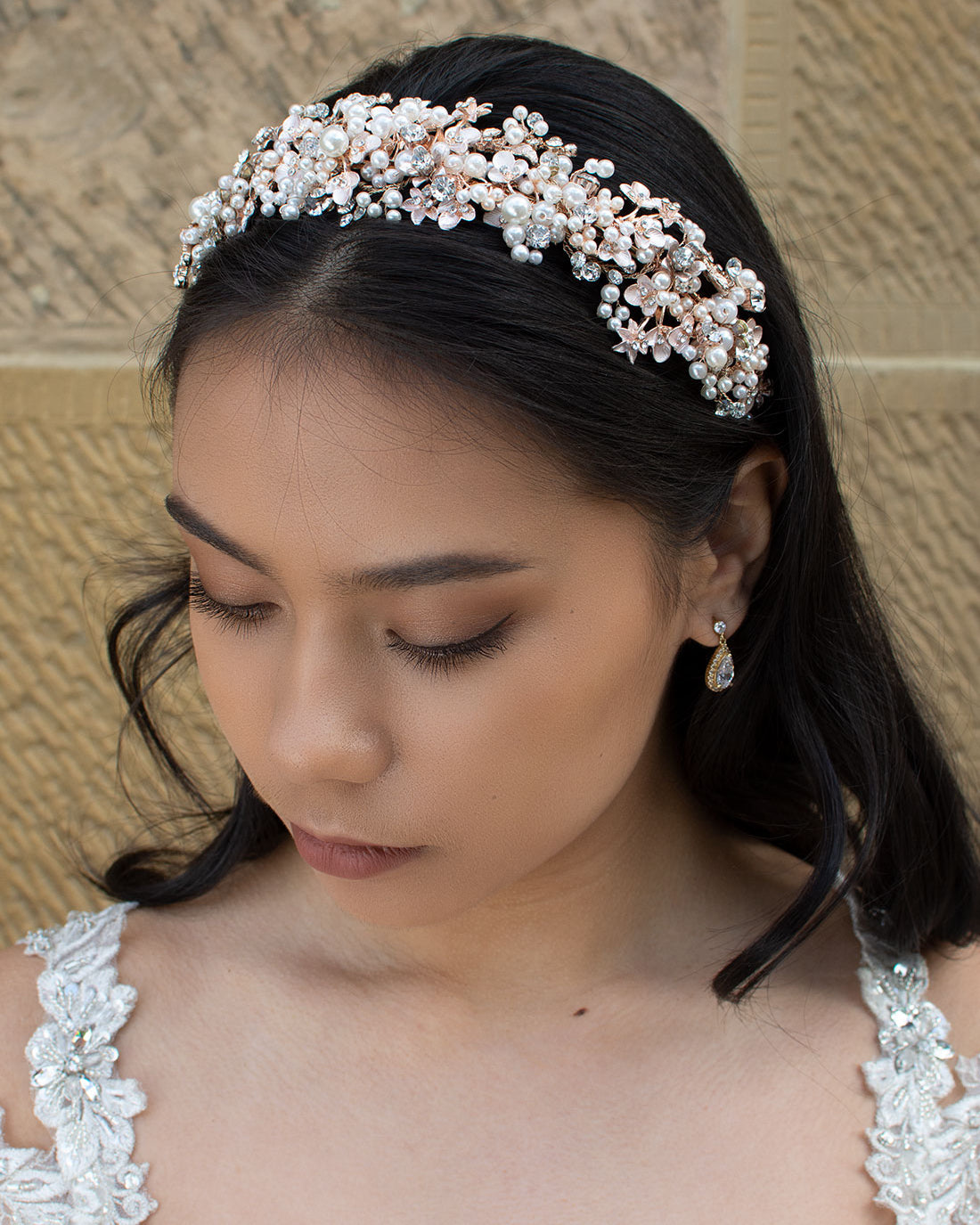 Elizabeth Rose Gold bridal headband — alternate view 2