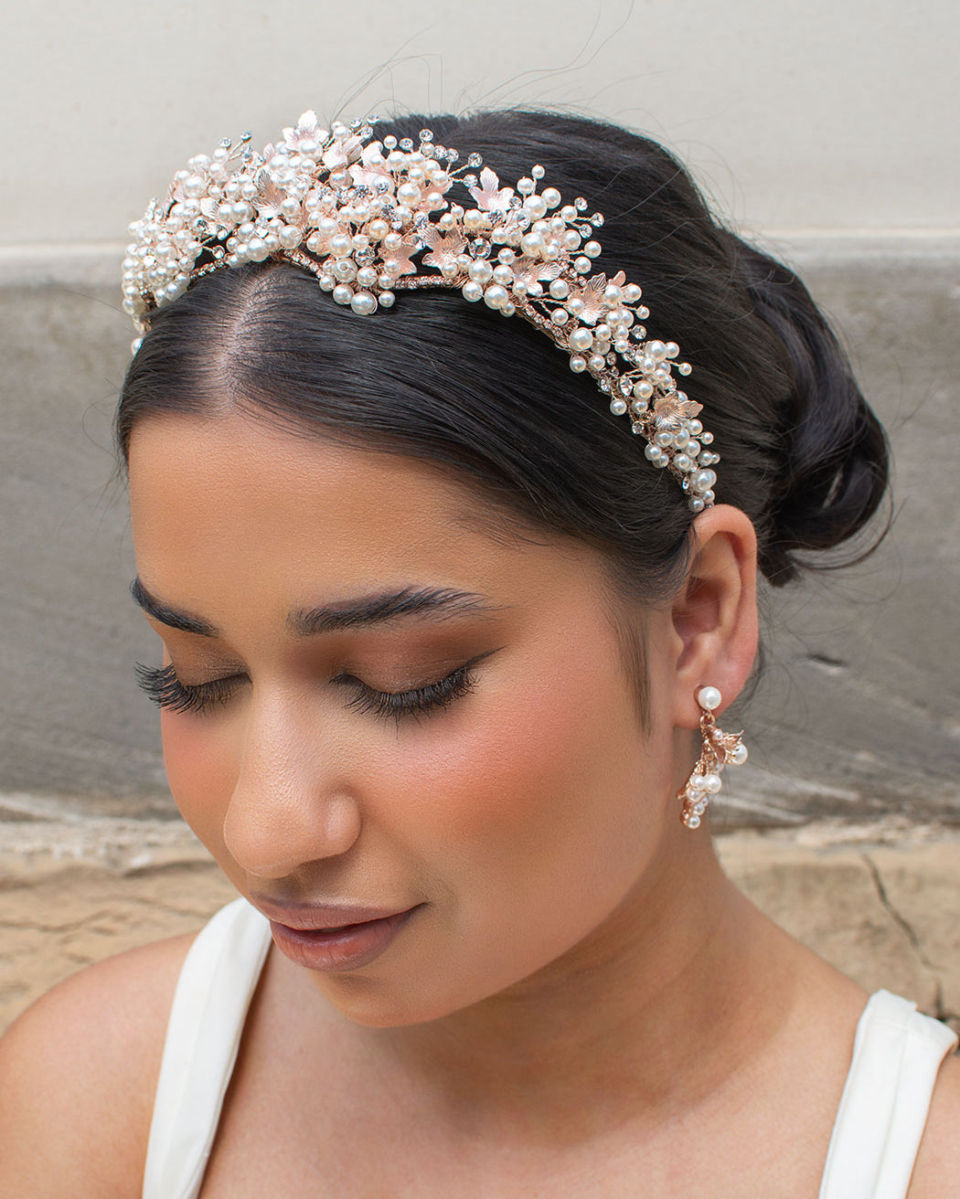 Anita Double Rose Gold crown by Windsor Bridal Jewellery