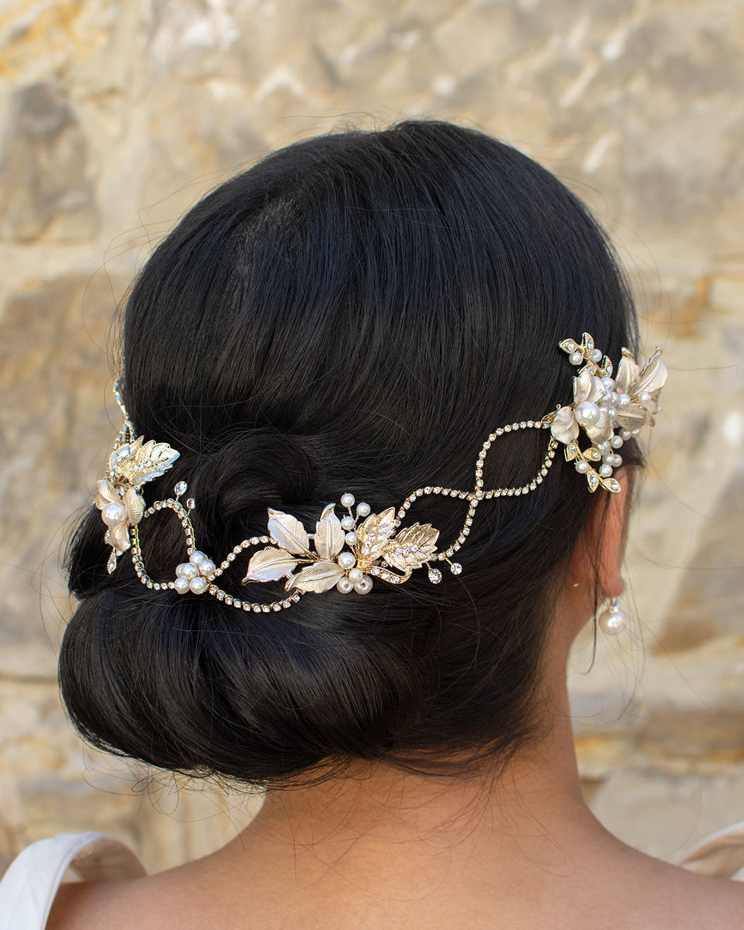 Peoni gold hair vine by Windsor Bridal Jewellery