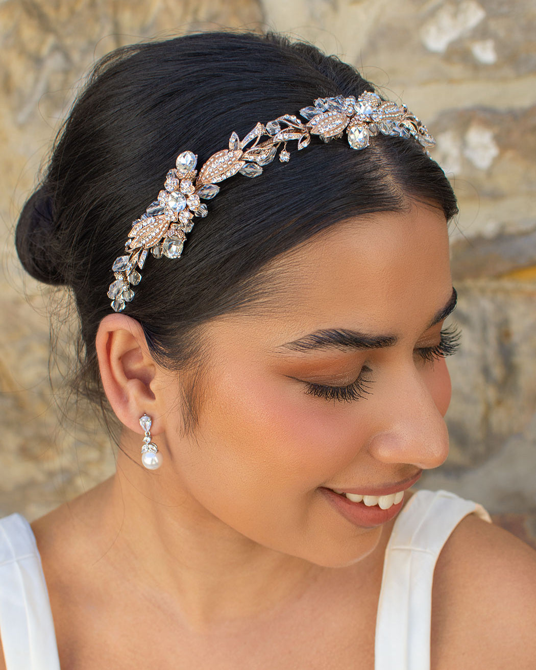 Yasmin rose gold bridal headband — alternate view 2