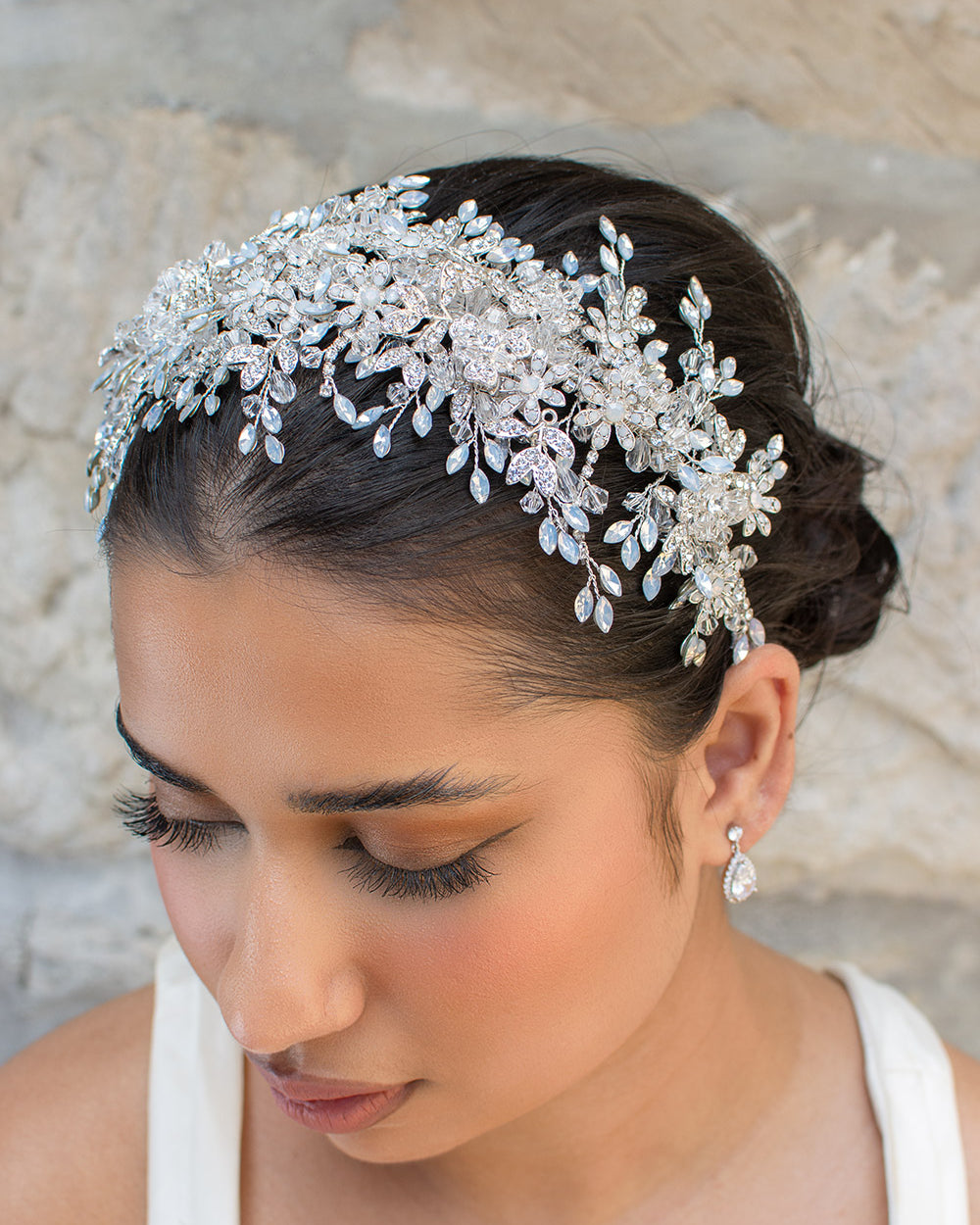 Kiera White Opal bridal headband — alternate view 2