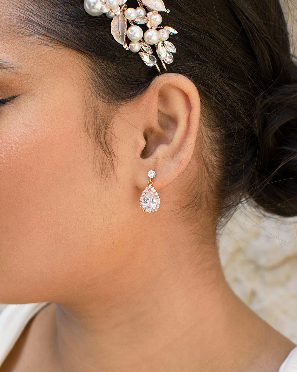 Diaz Rose Gold earrings by Windsor Bridal Jewellery