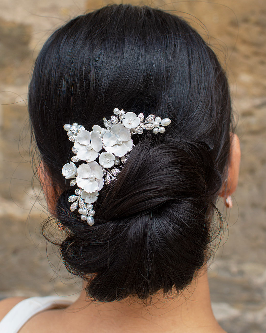 Iris white silver bridal comb by Windsor Bridal Jewellery
