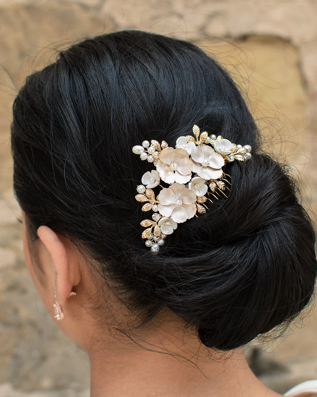 Iris gold bridal comb by Windsor Bridal Jewellery