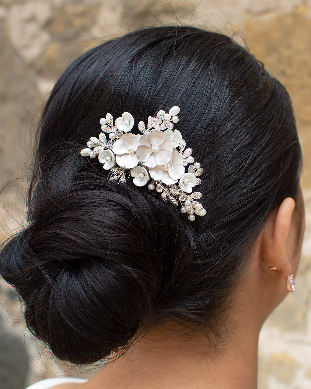 Iris blush silver bridal comb by Windsor Bridal Jewellery